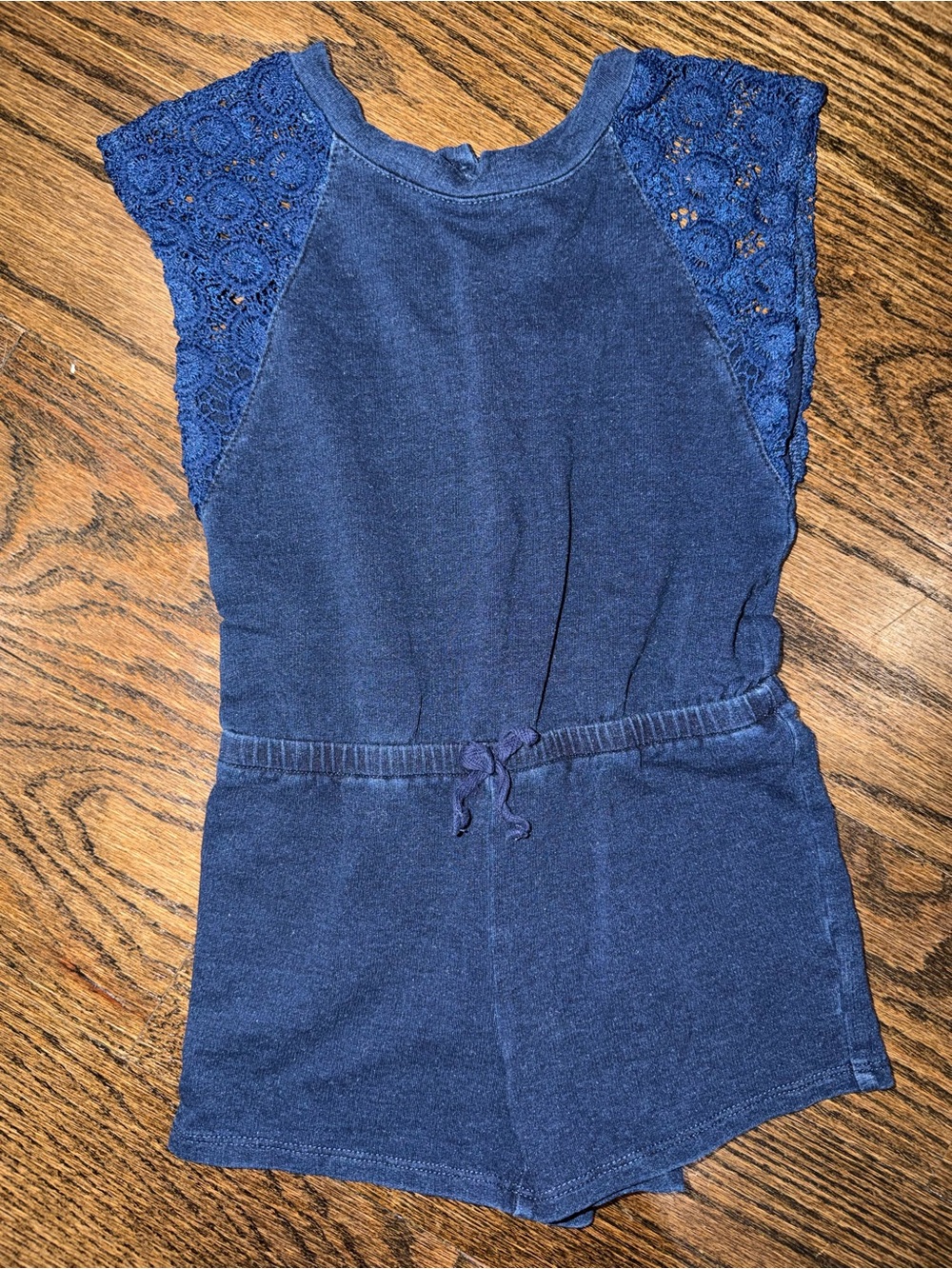 Splendid Navy Blue Lace-Sleeve Tank Romper size 4/5